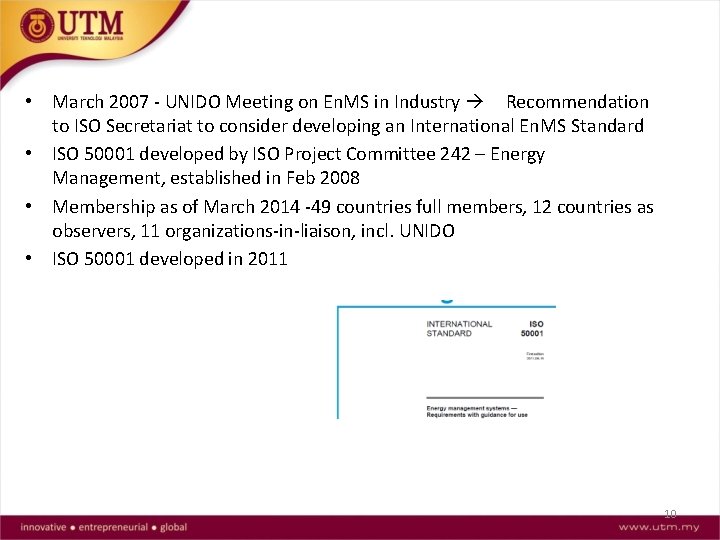  • March 2007 - UNIDO Meeting on En. MS in Industry Recommendation to