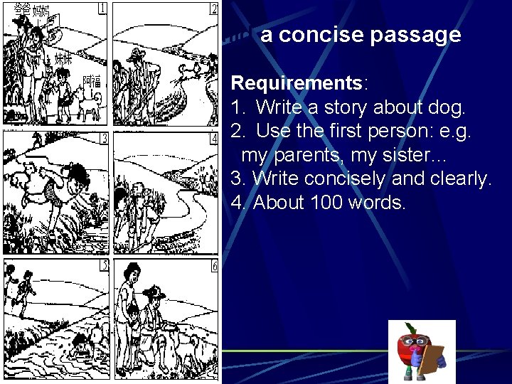Build a concise passage Requirements: 1. Write a story about dog. 2. Use the Build a concise passage Requirements: 1. Write a story about dog. 2. Use the