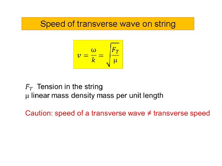 Speed of transverse wave on string 