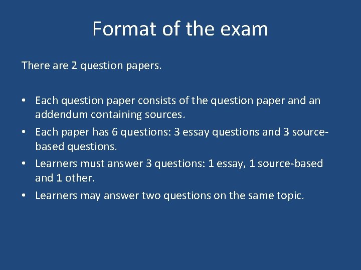 Format of the exam There are 2 question papers. • Each question paper consists Format of the exam There are 2 question papers. • Each question paper consists