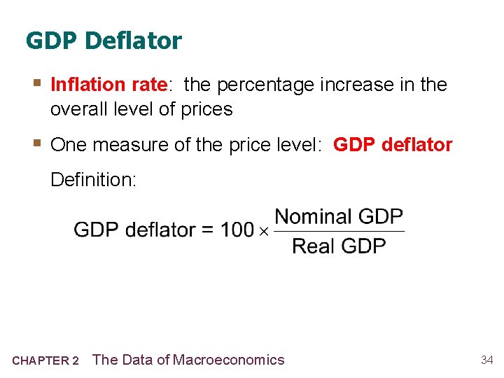 GDP Deflator § Inflation rate: the percentage increase in the overall level of prices