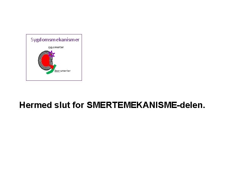 Sygdomsmekanismer Hermed slut for SMERTEMEKANISME-delen. 