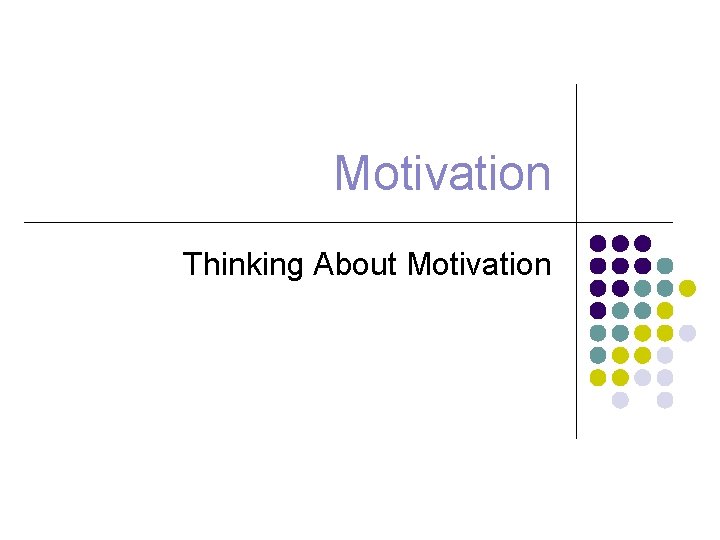 Motivation Thinking About Motivation 