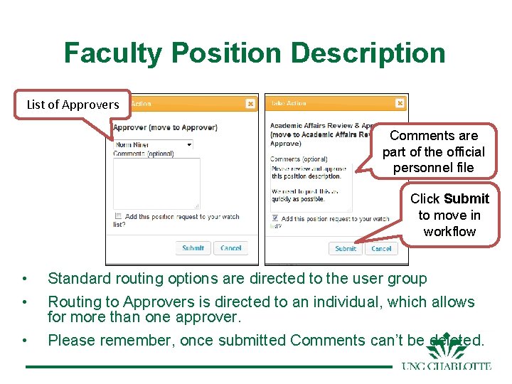 Faculty Position Description List of Approvers Comments are part of the official personnel file