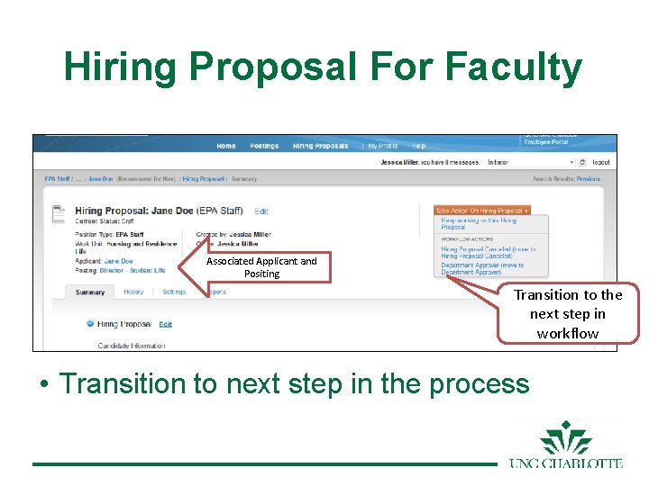 Hiring Proposal For Faculty Associated Applicant and Positing Transition to the next step in