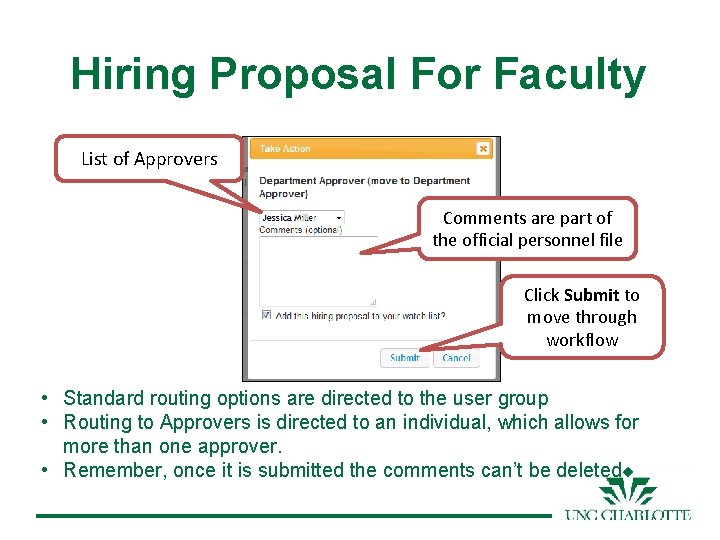 Hiring Proposal For Faculty List of Approvers Comments are part of the official personnel