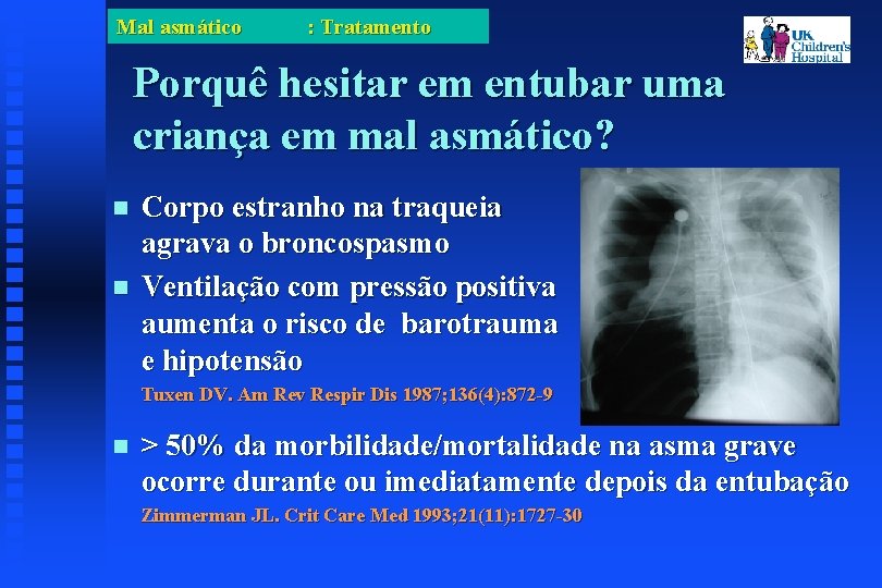 Mal asmático : Tratamento Porquê hesitar em entubar uma criança em mal asmático? Corpo