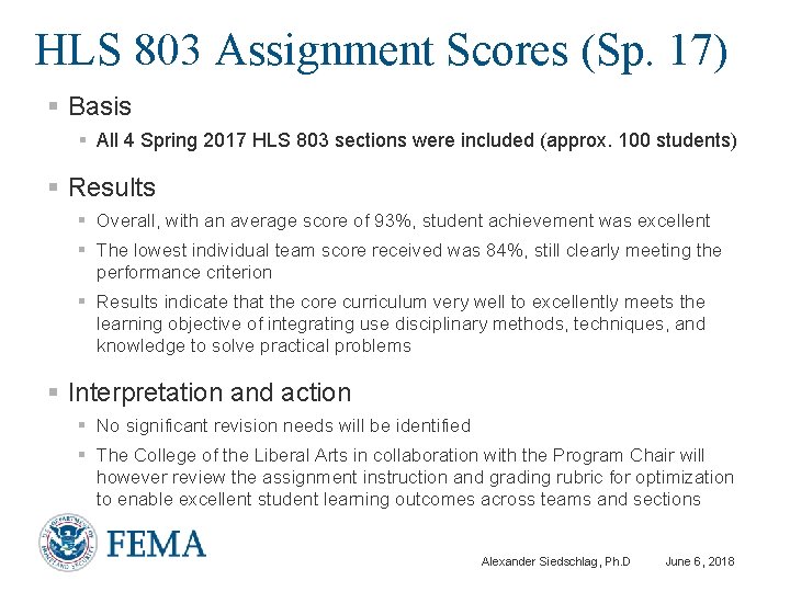 HLS 803 Assignment Scores (Sp. 17) § Basis § All 4 Spring 2017 HLS