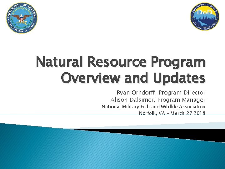 Natural Resource Program Overview and Updates Ryan Orndorff, Program Director Alison Dalsimer, Program Manager