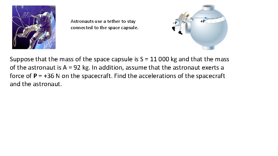 Astronauts use a tether to stay connected to the space capsule. Suppose that the