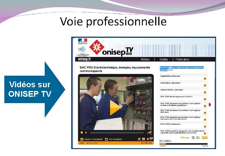 http: //oniseptv. onisep. fr Vidéos sur ONISEP TV 