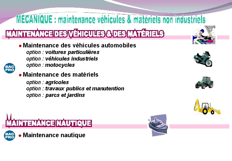  Maintenance des véhicules automobiles option : voitures particulières option : véhicules industriels option