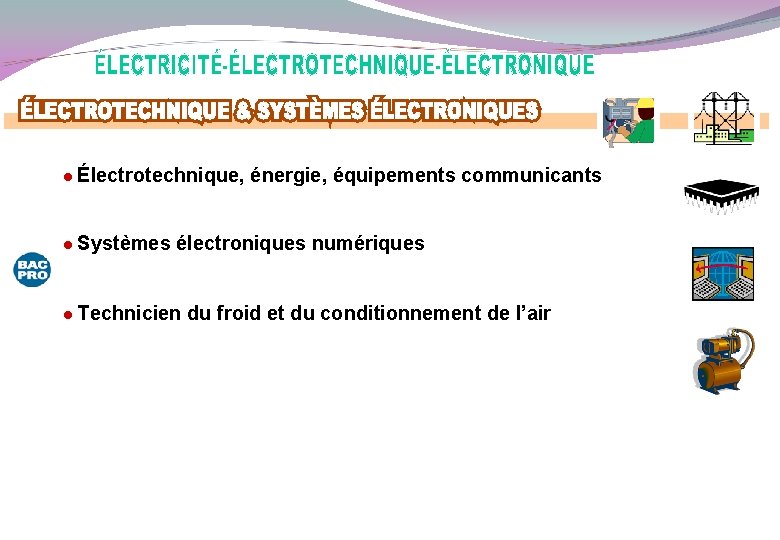  Électrotechnique, énergie, équipements communicants Systèmes électroniques numériques Technicien du froid et du conditionnement