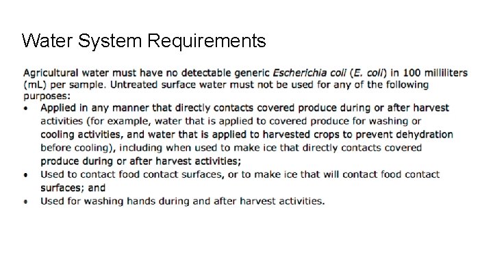 Water System Requirements 
