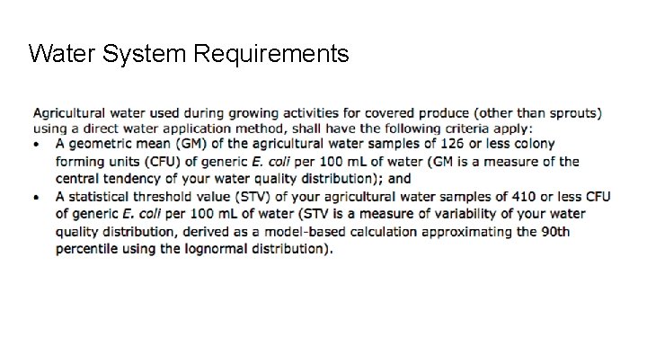 Water System Requirements 