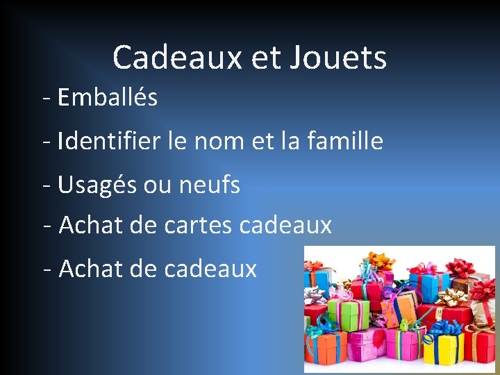 Cadeaux et Jouets - Emballés - Identifier le nom et la famille - Usagés