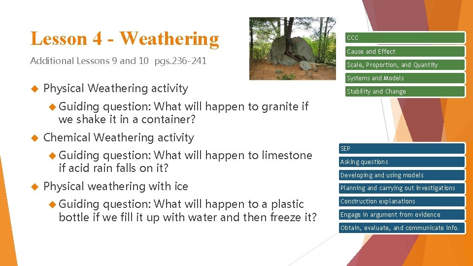 Lesson 4 - Weathering Additional Lessons 9 and 10 pgs. 236 -241 Physical Weathering