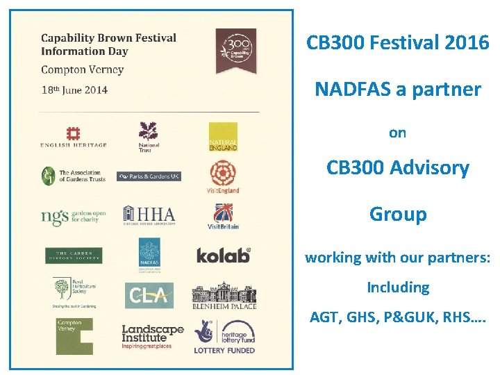 CB 300 Festival 2016 NADFAS a partner on CB 300 Advisory Group working with