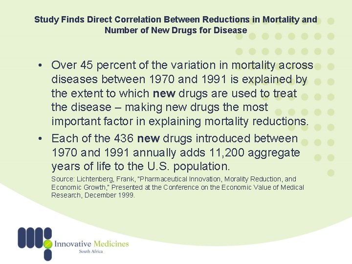 Study Finds Direct Correlation Between Reductions in Mortality and Number of New Drugs for