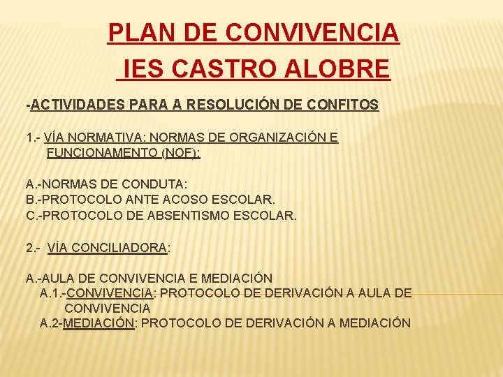 PLAN DE CONVIVENCIA IES CASTRO ALOBRE -ACTIVIDADES PARA A RESOLUCIÓN DE CONFITOS 1. -