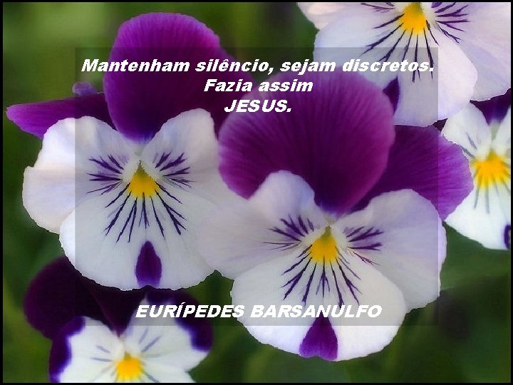Mantenham silêncio, sejam discretos. Fazia assim JESUS. EURÍPEDES BARSANULFO 