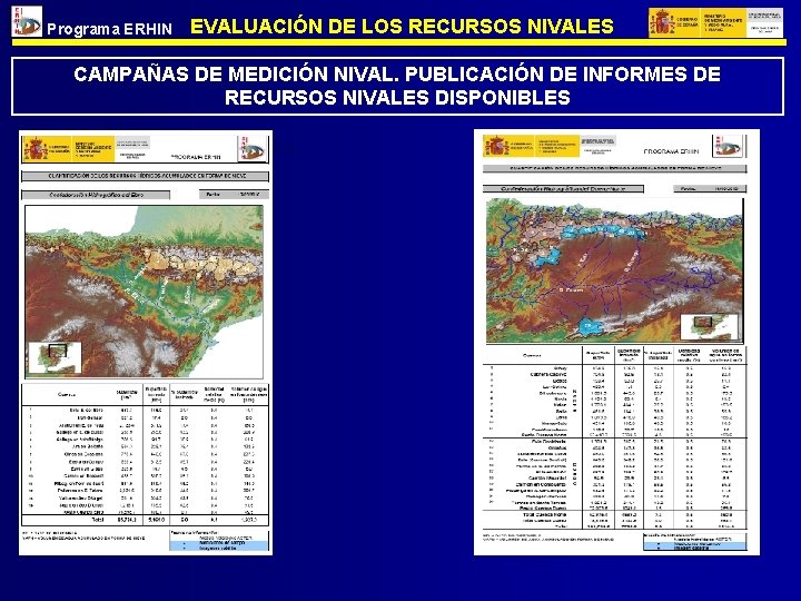 Programa ERHIN EVALUACIÓN DE LOS RECURSOS NIVALES CAMPAÑAS DE MEDICIÓN NIVAL. PUBLICACIÓN DE INFORMES