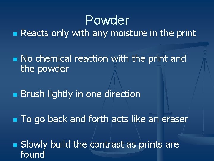 Powder n n Reacts only with any moisture in the print No chemical reaction