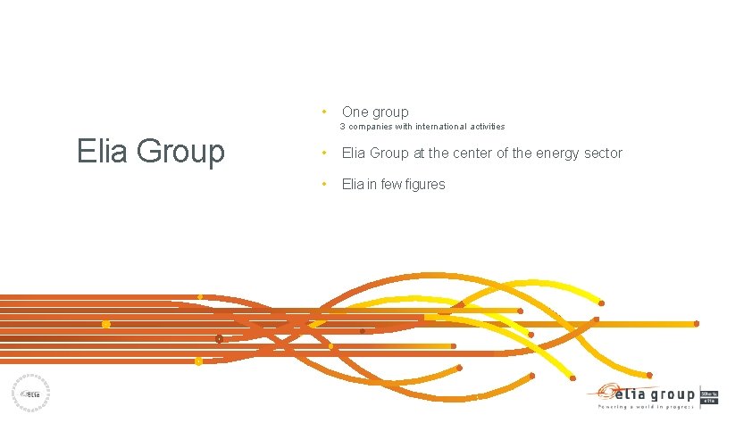  • One group 3 companies with international activities Elia Group • Elia Group