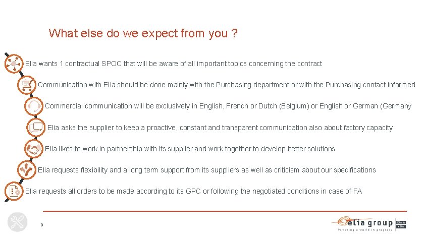 What else do we expect from you ? Elia wants 1 contractual SPOC that