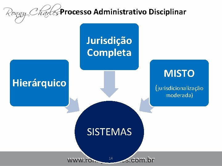 Processo Administrativo Disciplinar Jurisdição Completa MISTO Hierárquico (jurisdicionalização moderada) SISTEMAS 14 