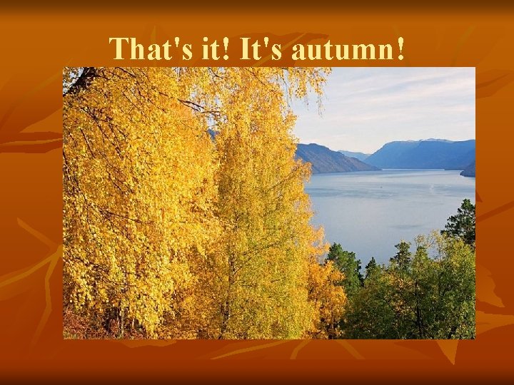 That's it! It's autumn! That's it! It's autumn!