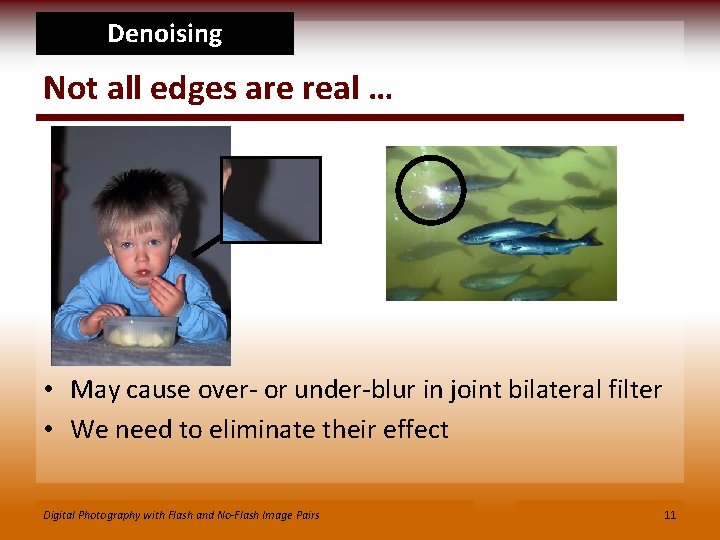 Denoising Not all edges are real … • May cause over- or under-blur in