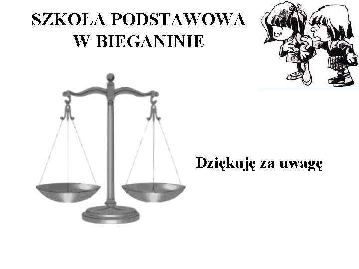 SZKOŁA PODSTAWOWA W BIEGANINIE Dziękuję za uwagę 