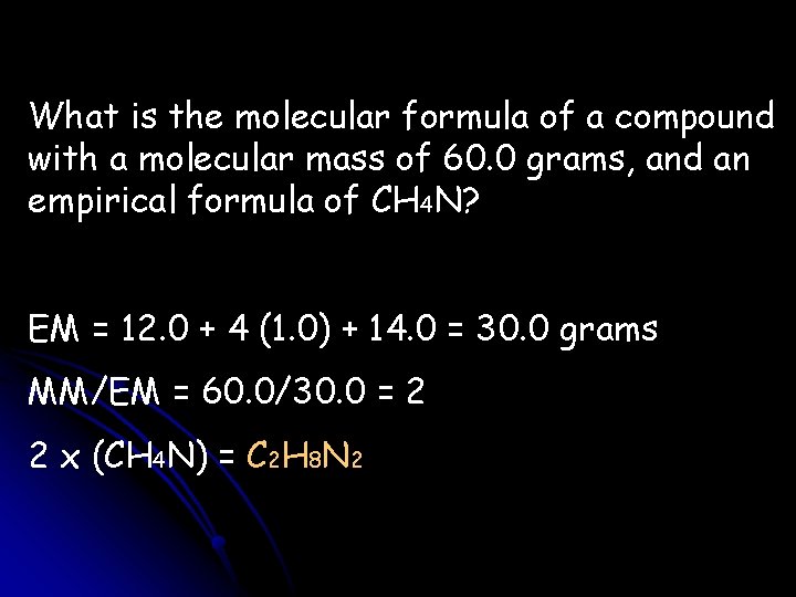 What is the molecular formula of a compound with a molecular mass of 60.