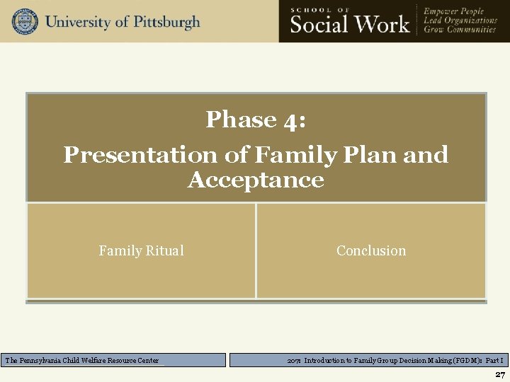 Phase 4: Presentation of Family Plan and Acceptance Family Ritual The Pennsylvania Child Welfare