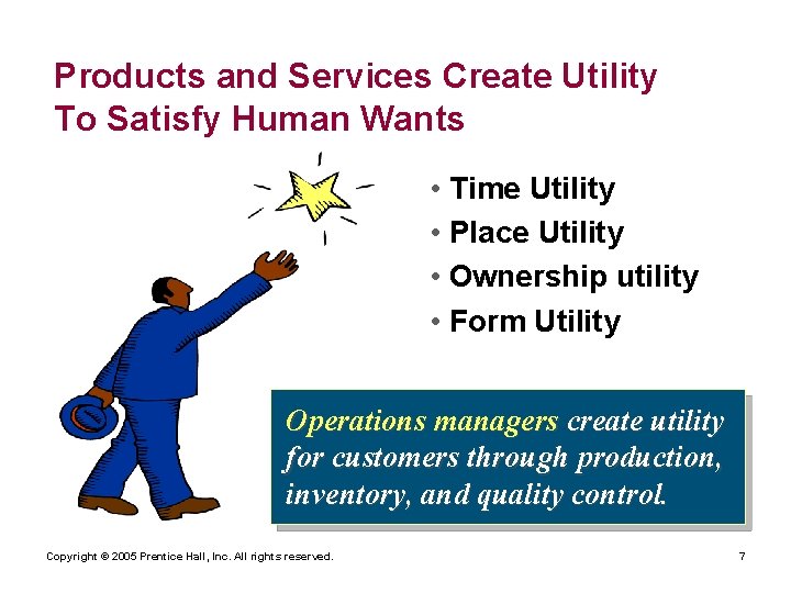Products and Services Create Utility To Satisfy Human Wants • Time Utility • Place
