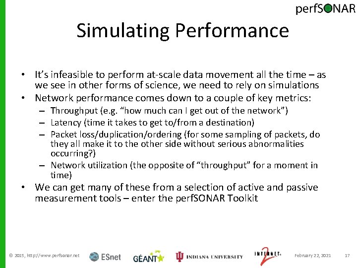 Simulating Performance • It’s infeasible to perform at-scale data movement all the time –