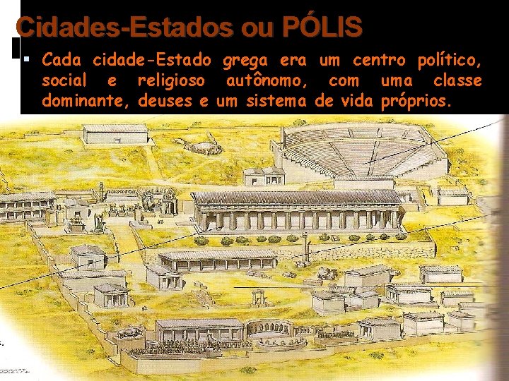 Cidades-Estados ou PÓLIS Cada cidade-Estado grega era um centro político, social e religioso autônomo,
