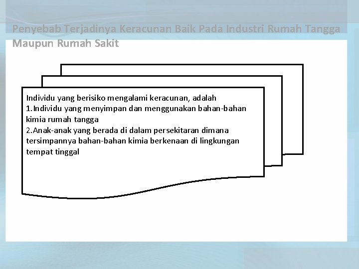 Penyebab Terjadinya Keracunan Baik Pada Industri Rumah Tangga Maupun Rumah Sakit Individu yang berisiko