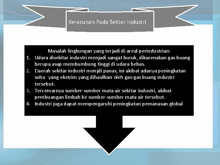 Keracunan Pada Sektor Industri 1. 2. 3. 4. Masalah lingkungan yang terjadi di areal