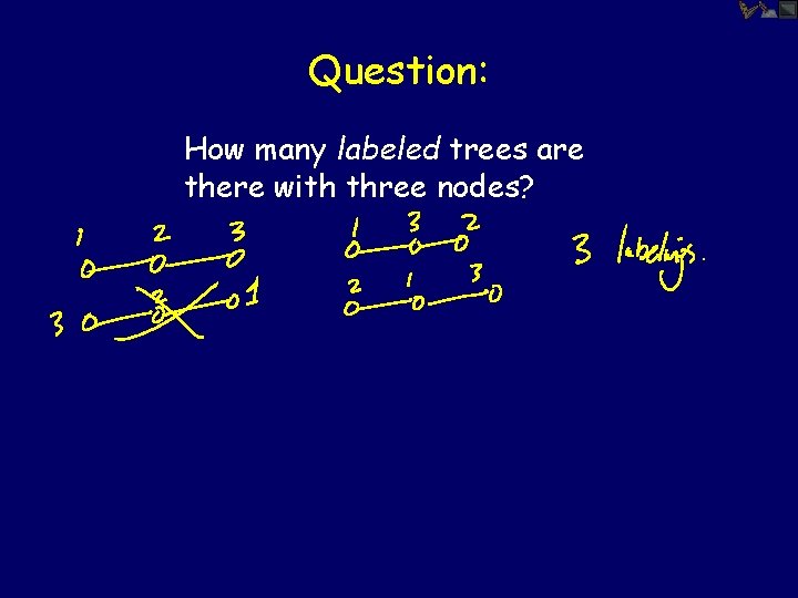 Question: How many labeled trees are there with three nodes? 