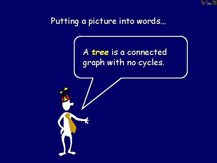 Putting a picture into words… A tree is a connected graph with no cycles.