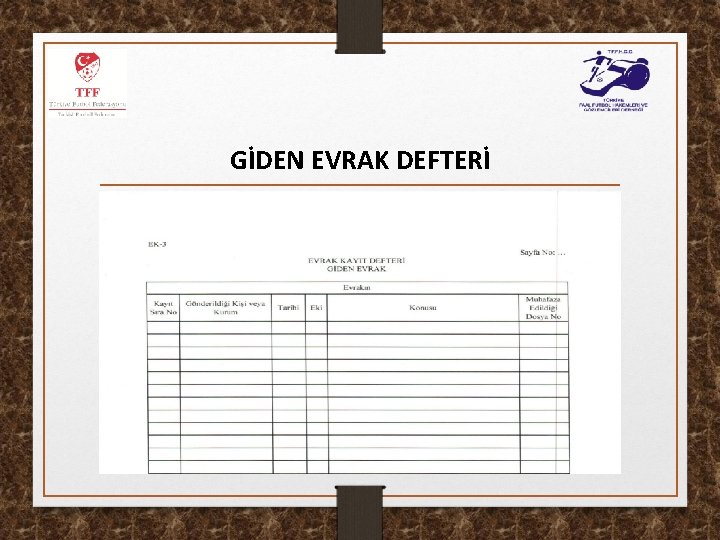 GİDEN EVRAK DEFTERİ 