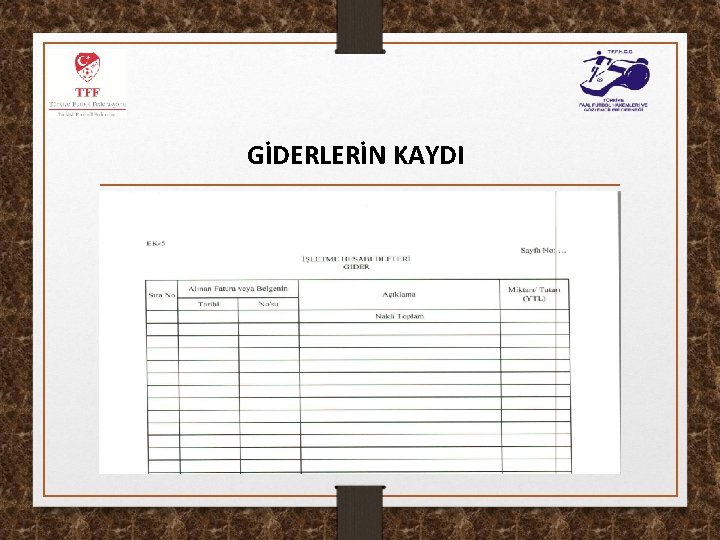 GİDERLERİN KAYDI 