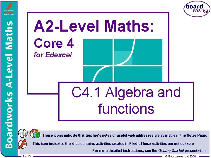A 2 -Level Maths: Core 4 for Edexcel C 4. 1 Algebra and functions