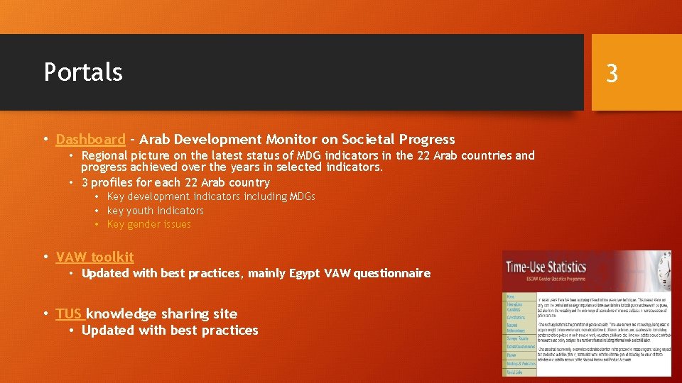 Portals • Dashboard - Arab Development Monitor on Societal Progress • Regional picture on