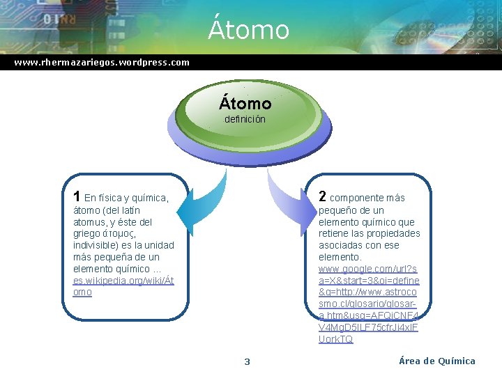 Átomo www. rhermazariegos. wordpress. com Átomo definición 1 En física y química, 2 componente