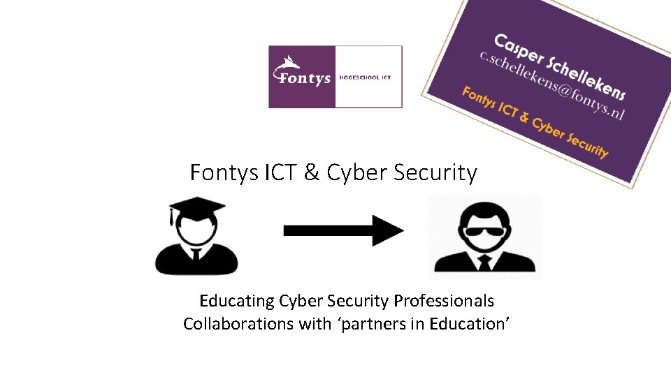 Fontys ICT & Cyber Security Educating Cyber Security Professionals Collaborations with ‘partners in Education’