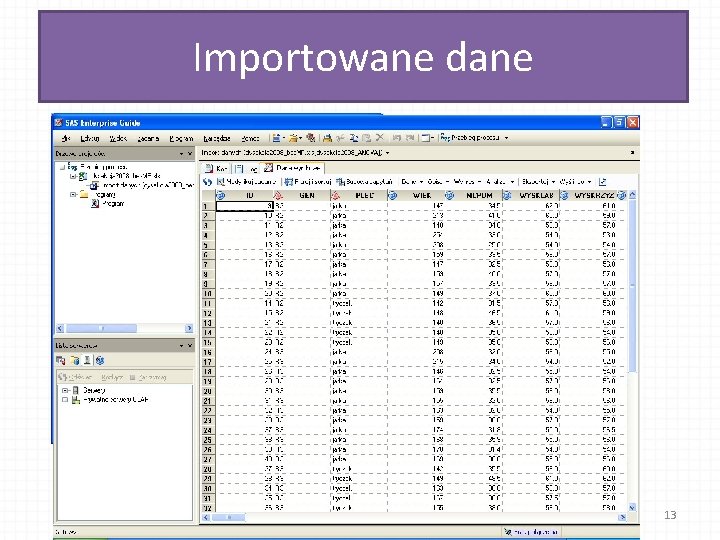 Importowane dane 13 