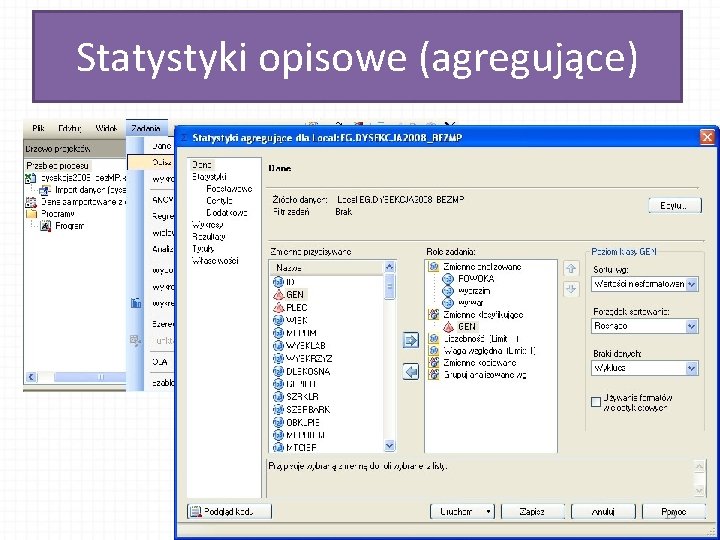Statystyki opisowe (agregujące) 15 